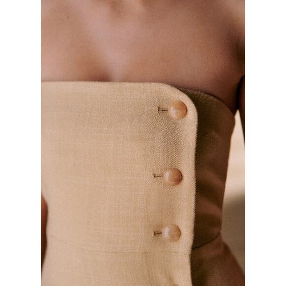 Sezane NWT Editions Chaira Light Beige Strapless Dress Size 34 EU 2 US - Picture 3 of 7